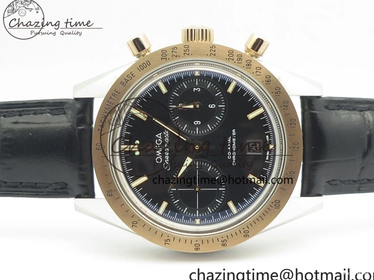 0410 Neat Speedmaster ’57 Co-Axial SS RG OMF 1:1 Best Edition Black Dial On Leather Strap A9300 (Free Leather Strap) 8067